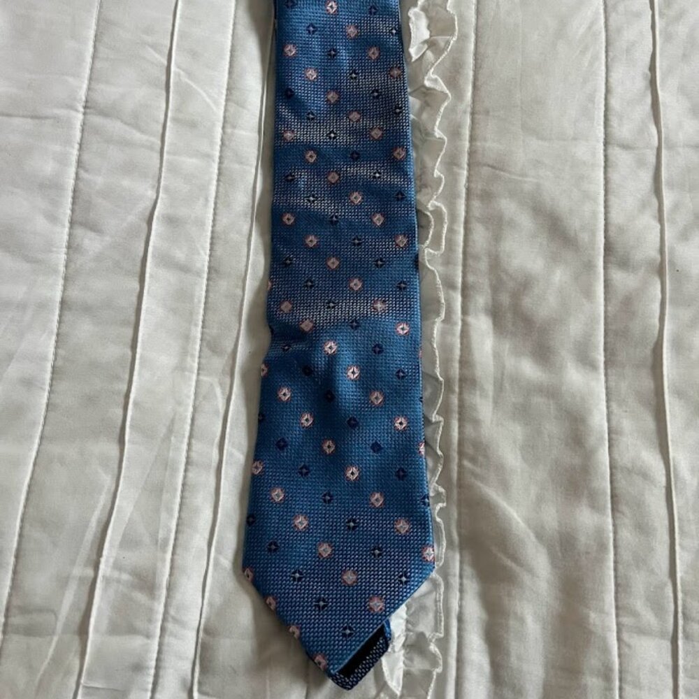 Joseph A Banks Silk Tie Blue/Pink Geometric Shapes